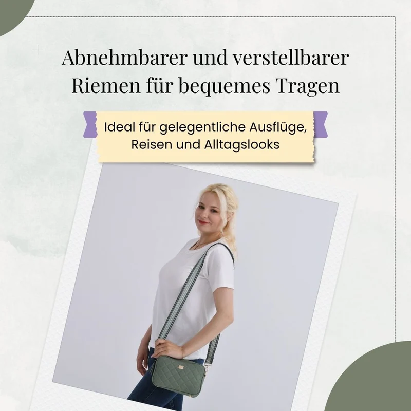 Crossbody-Tasche mit Steppmuster und gemustertem Schultergurt, Kunstleder, 21 x 13 x 7.5 cm, Pink