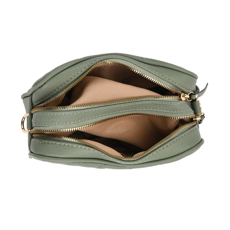 Crossbody-Tasche mit Steppmuster und gemustertem Schultergurt, Kunstleder, 21 x 13 x 7.5 cm, Pink