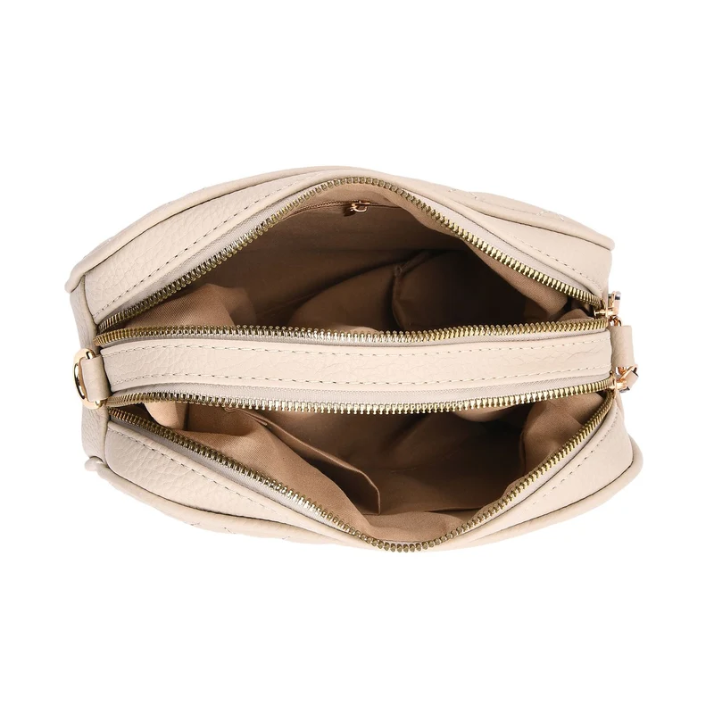 Crossbody-Tasche mit Steppmuster und gemustertem Schultergurt, Kunstleder, 21 x 13 x 7.5 cm, Pink