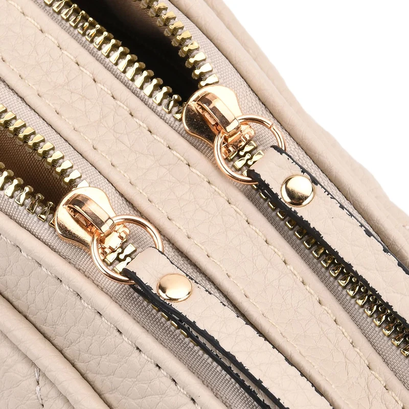 Crossbody-Tasche mit Steppmuster und gemustertem Schultergurt, Kunstleder, 21 x 13 x 7.5 cm, Pink