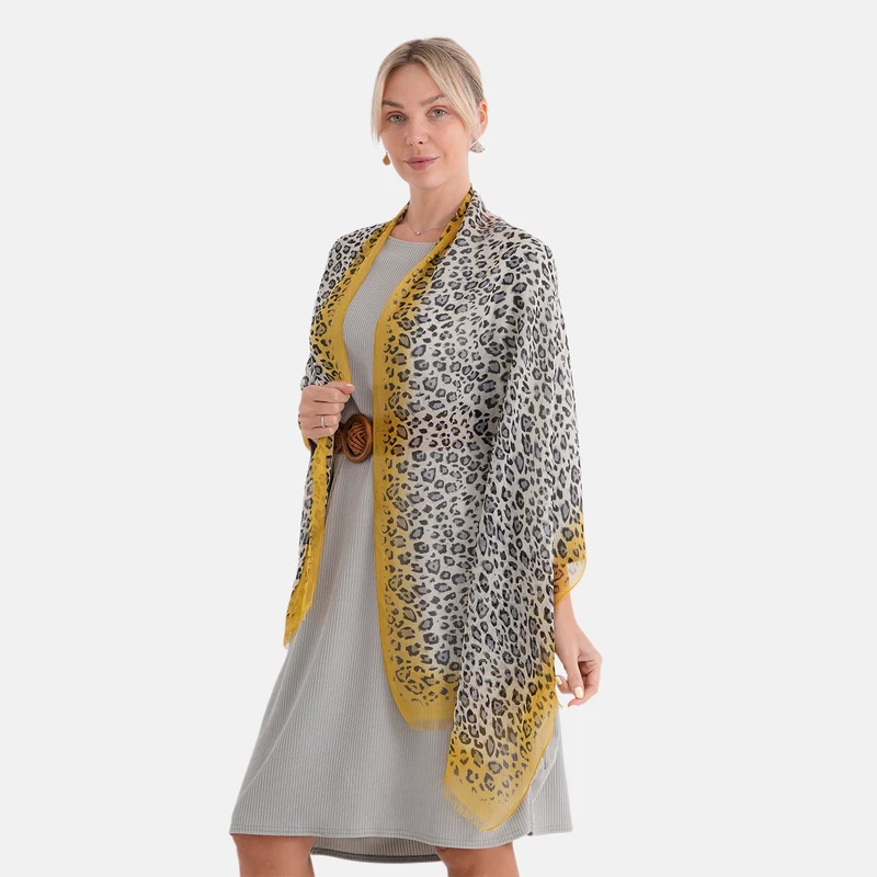 LA MAREY Signature Set mit Seidenschal und Seidentropfen-Ohrringen, 100% Maulbeerseide, 65 x 170 cm, Perlgrau mit Beige