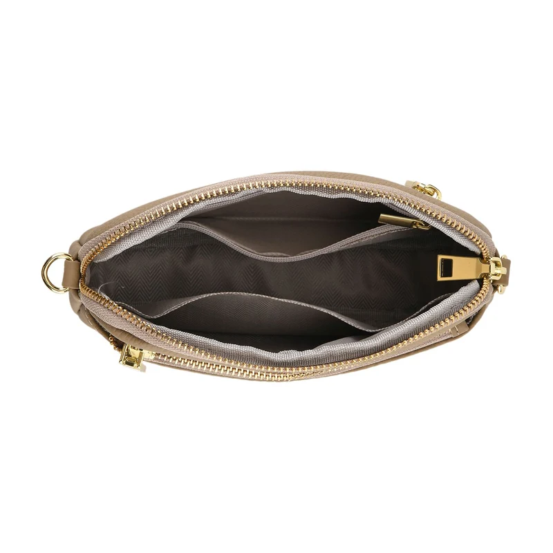 Echtes Leder Umhängetasche mit Reißverschluss 21 x 5 x 14 cm Rosa
