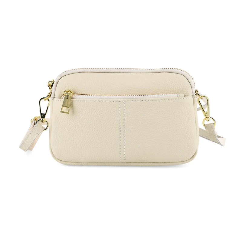 Echtes Leder Umhängetasche mit Reißverschluss 21 x 5 x 14 cm Rosa