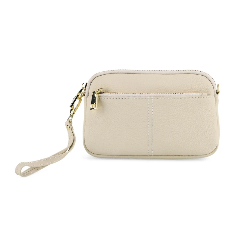 Echtes Leder Umhängetasche mit Reißverschluss 21 x 5 x 14 cm Rosa