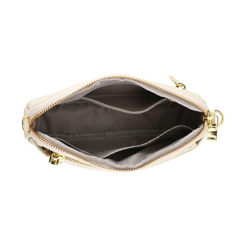 Echtes Leder Umhängetasche mit Reißverschluss 21 x 5 x 14 cm Rosa