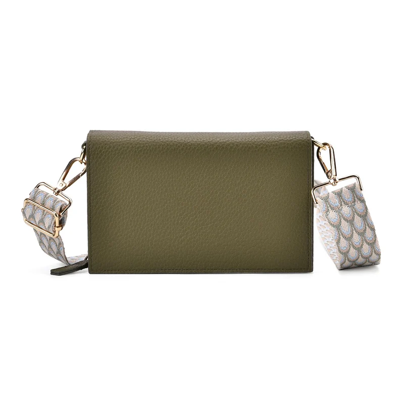 Crossbody-Tasche mit Überschlag und modischem Gliederriemen, RFID-Schutz, ca. 20x4x14 cm , Grün