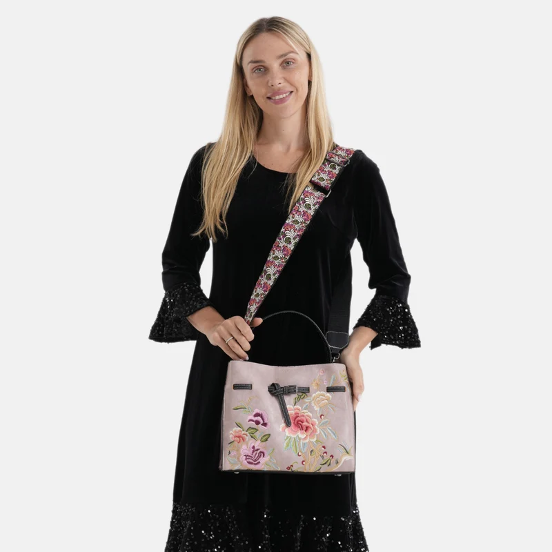 Florale Kunstprint Crossbody-Tasche mit Komfort-Schulterriemen, 30 x 13 x 23 cm, Orange