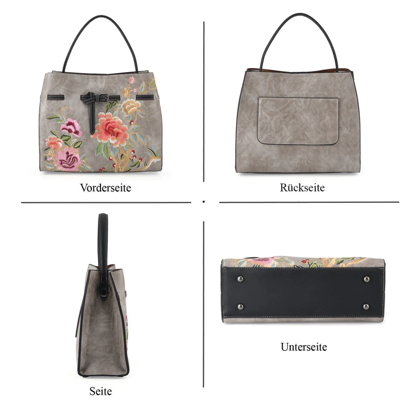 Florale Kunstprint Crossbody-Tasche mit Komfort-Schulterriemen, 30 x 13 x 23 cm, Orange