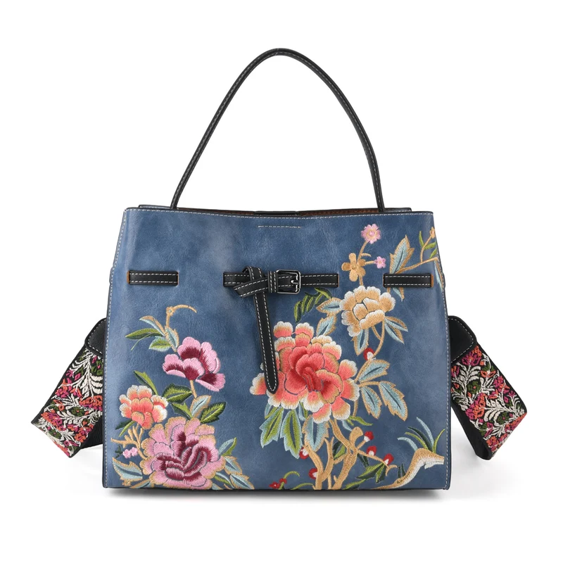 Florale Kunstprint Crossbody-Tasche mit Komfort-Schulterriemen, 30 x 13 x 23 cm, Orange