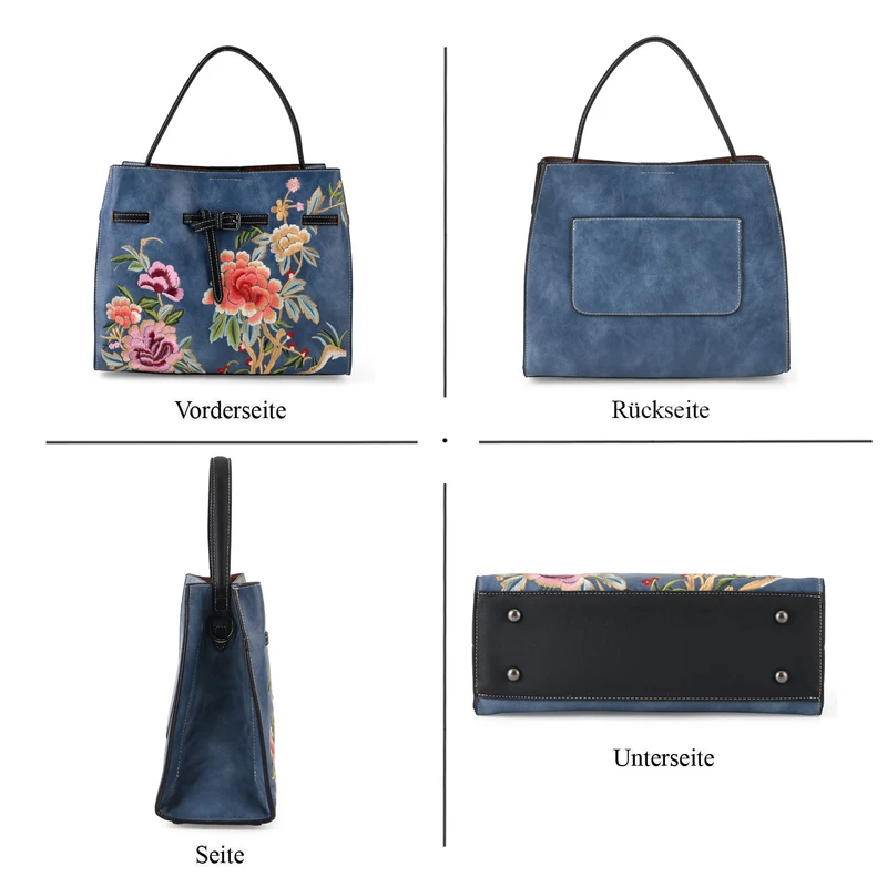Florale Kunstprint Crossbody-Tasche mit Komfort-Schulterriemen, 30 x 13 x 23 cm, Orange