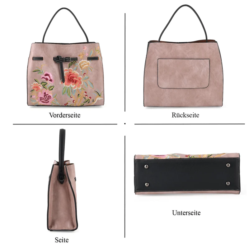Florale Kunstprint Crossbody-Tasche mit Komfort-Schulterriemen, 30 x 13 x 23 cm, Orange