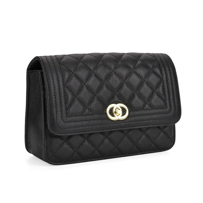 Crossbody-Tasche aus Echtleder mit Kettenriemen, 23,5x14x8 cm, Hellgrau