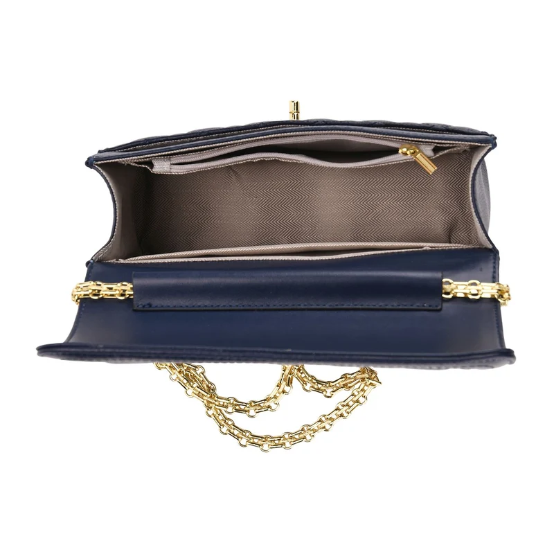 Crossbody-Tasche aus Echtleder mit Kettenriemen, 23,5x14x8 cm, Hellgrau