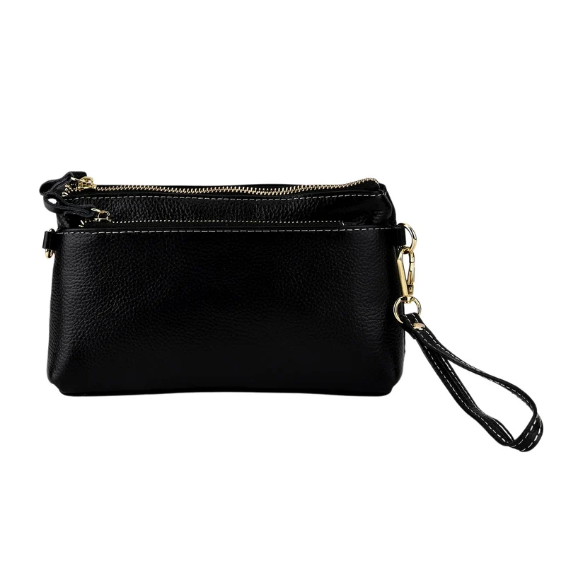 Leder Crossbody Tasche mit mehreren Reißverschlussfächern und verstellbarem Schulterriemen 21.5 x 4 x 13 cm Gelb