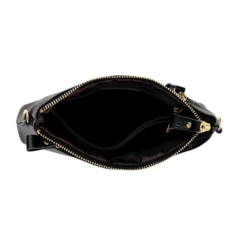 Leder Crossbody Tasche mit mehreren Reißverschlussfächern und verstellbarem Schulterriemen 21.5 x 4 x 13 cm Gelb