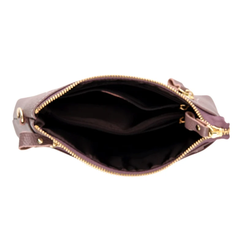 Leder Crossbody Tasche mit mehreren Reißverschlussfächern und verstellbarem Schulterriemen 21.5 x 4 x 13 cm Gelb