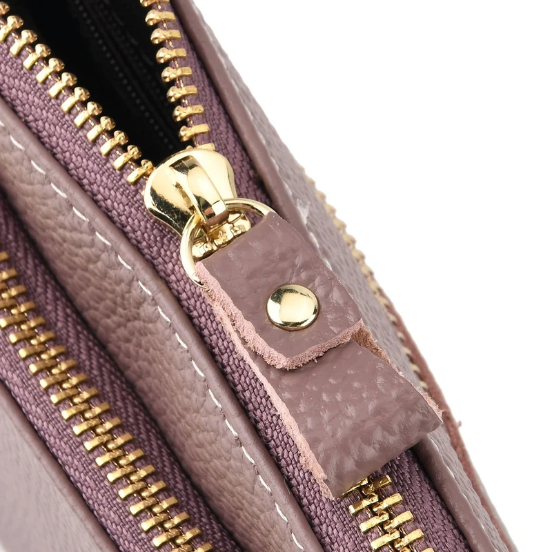Leder Crossbody Tasche mit mehreren Reißverschlussfächern und verstellbarem Schulterriemen 21.5 x 4 x 13 cm Gelb