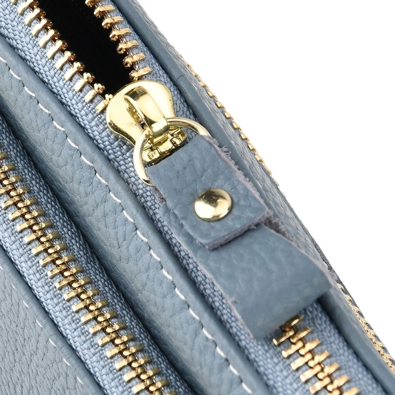Leder Crossbody Tasche mit mehreren Reißverschlussfächern und verstellbarem Schulterriemen 21.5 x 4 x 13 cm Gelb