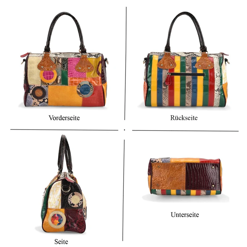 Chaos by Elsie - Tote-Bag aus echtem Leder mit RFID geprägtes Krokodil-Design mit glänzendem Rautenmuster Größe: 31,5x15x31 cm
