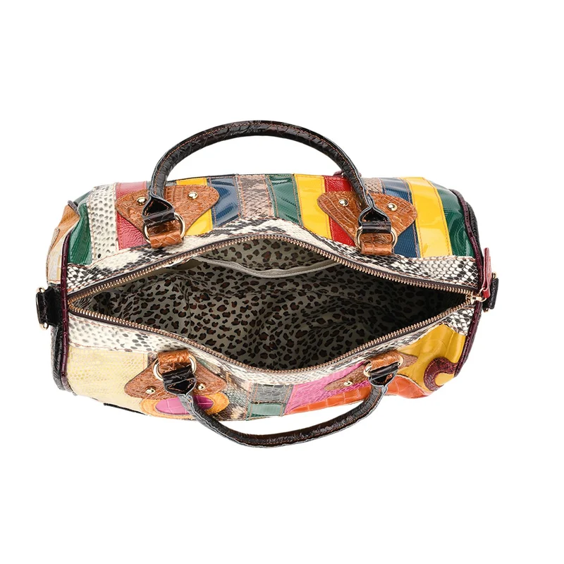 Chaos by Elsie - Tote-Bag aus echtem Leder mit RFID geprägtes Krokodil-Design mit glänzendem Rautenmuster Größe: 31,5x15x31 cm