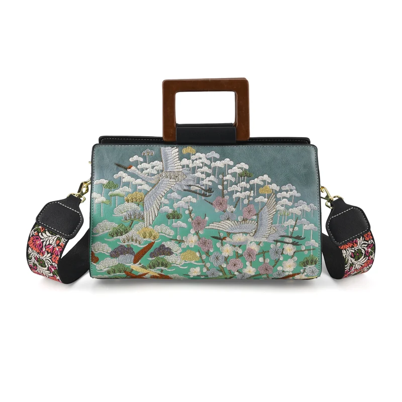 Florale Kunstprint Clutch-Crossbody-Tasche, 30 x 13 x 19 cm, Apricot