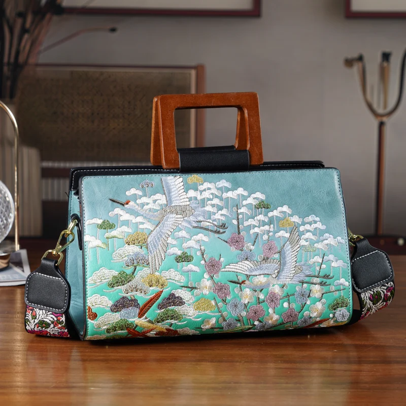 Florale Kunstprint Clutch-Crossbody-Tasche, 30 x 13 x 19 cm, Apricot