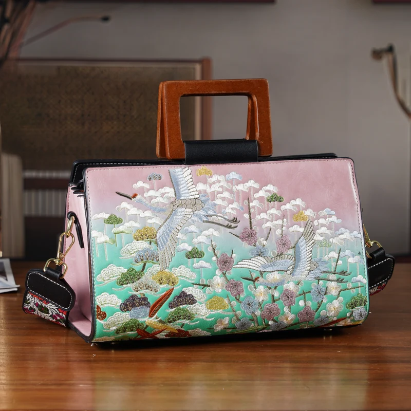 Florale Kunstprint Clutch-Crossbody-Tasche, 30 x 13 x 19 cm, Apricot