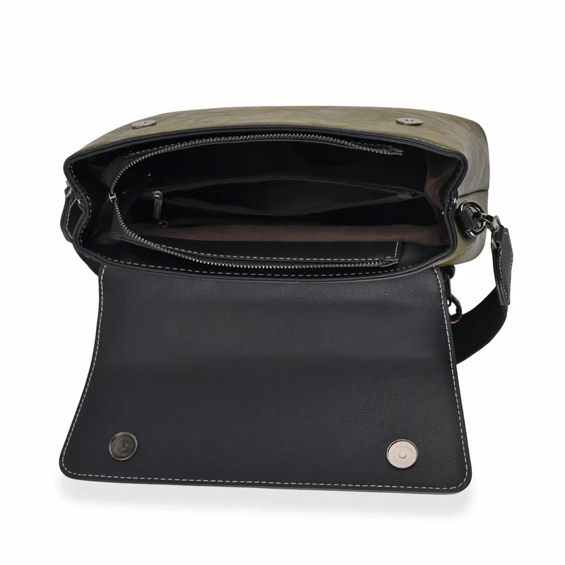 Florale Kunstprint Crossbody-Tasche mit gemustertem Schulterriemen, 29 x 11 x 21 cm, Elfenbein