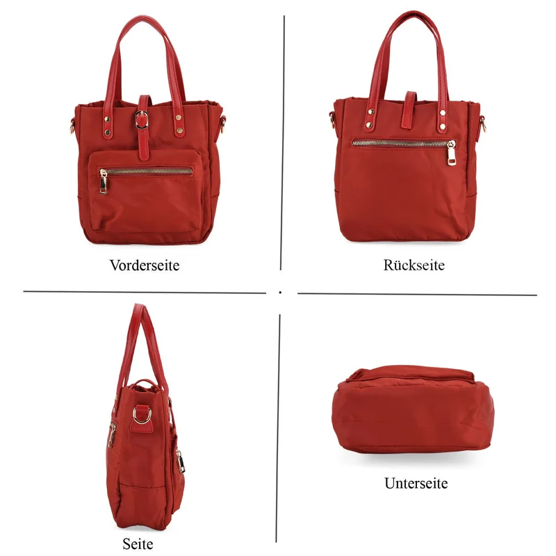 Urban Nylon Crossbody Tasche, 3 Außenfächer und 2 Innenfächer, 22 x 23 x 9 cm, Braun
