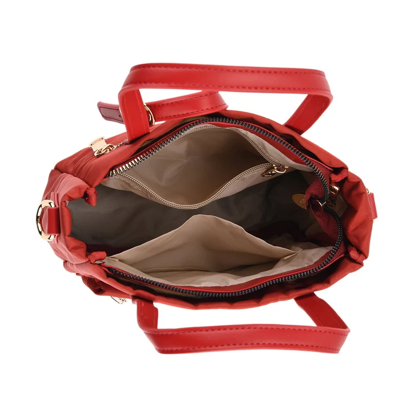 Urban Nylon Crossbody Tasche, 3 Außenfächer und 2 Innenfächer, 22 x 23 x 9 cm, Braun