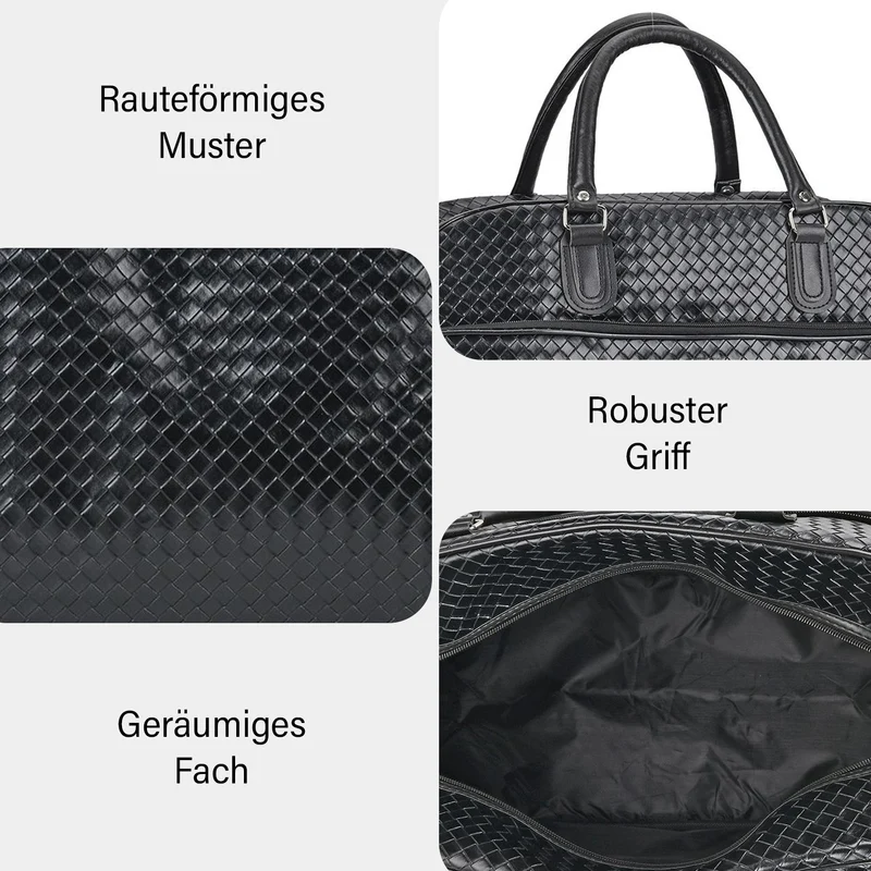 Elegante Reisetasche - PU-Außenseite, Braune Gurte, 54 x 34 x 24 cm, braun