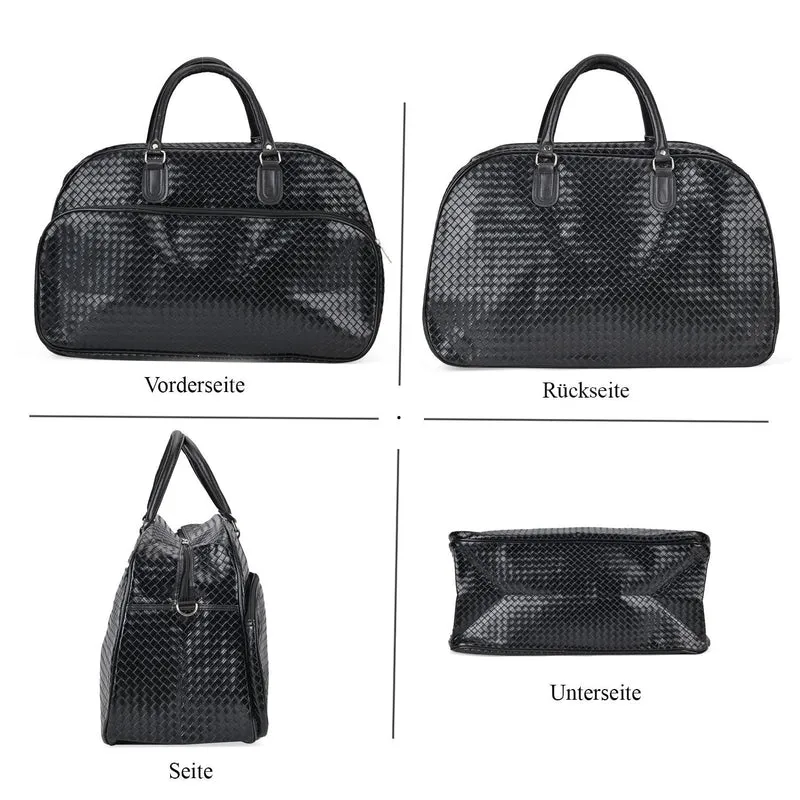 Elegante Reisetasche - PU-Außenseite, Braune Gurte, 54 x 34 x 24 cm, braun