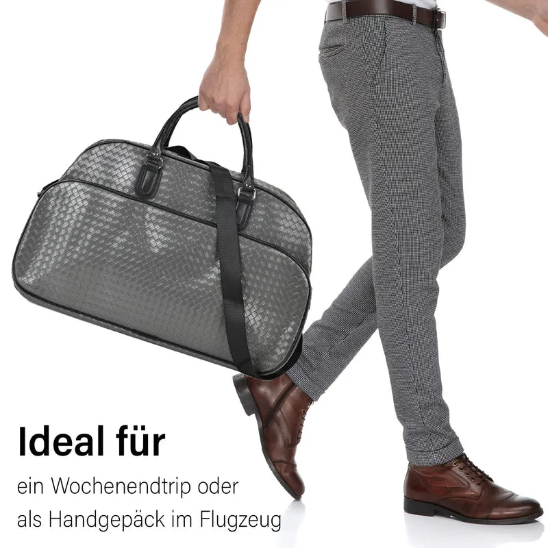 Elegante Reisetasche - PU-Außenseite, Braune Gurte, 54 x 34 x 24 cm, braun