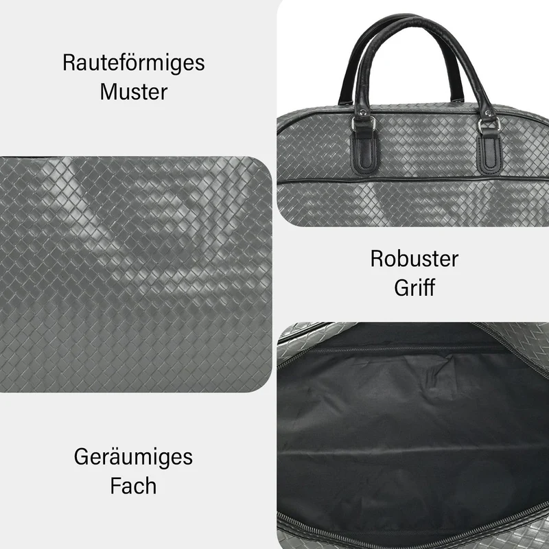 Elegante Reisetasche - PU-Außenseite, Braune Gurte, 54 x 34 x 24 cm, braun