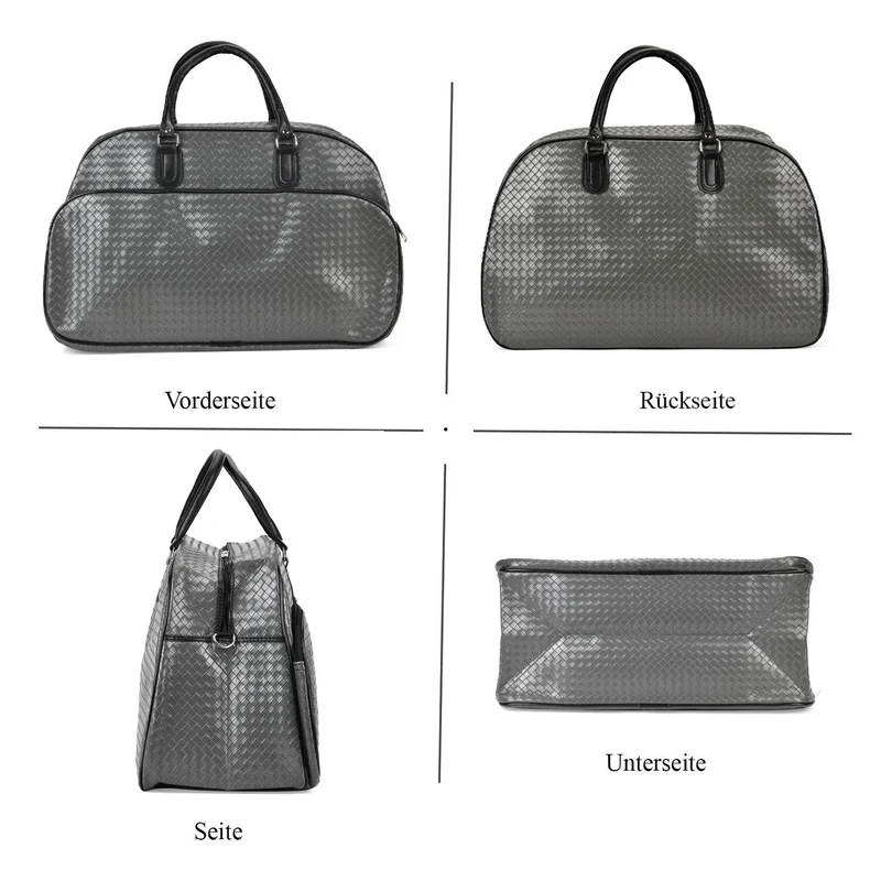 Elegante Reisetasche - PU-Außenseite, Braune Gurte, 54 x 34 x 24 cm, braun