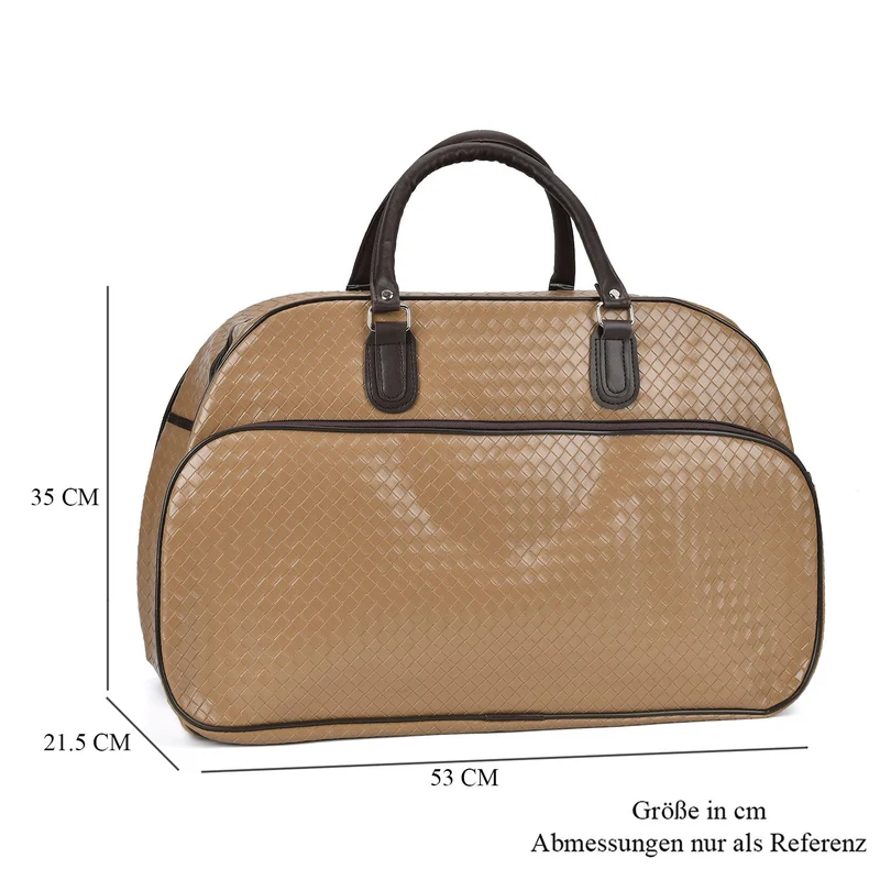 Elegante Reisetasche - PU-Außenseite, Braune Gurte, 54 x 34 x 24 cm, braun
