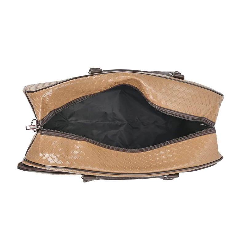 Elegante Reisetasche - PU-Außenseite, Braune Gurte, 54 x 34 x 24 cm, braun