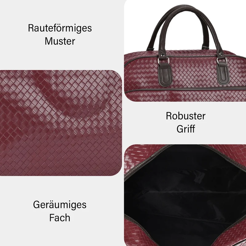 Elegante Reisetasche - PU-Außenseite, Braune Gurte, 54 x 34 x 24 cm, braun
