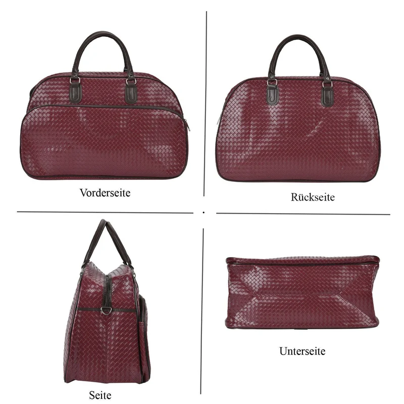 Elegante Reisetasche - PU-Außenseite, Braune Gurte, 54 x 34 x 24 cm, braun
