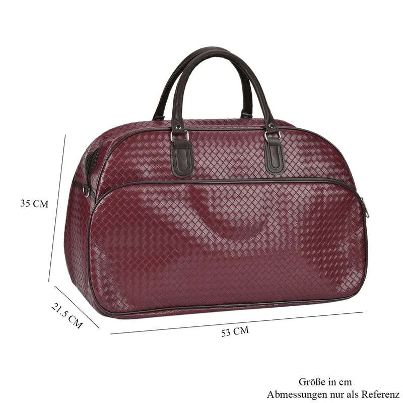 Elegante Reisetasche - PU-Außenseite, Braune Gurte, 54 x 34 x 24 cm, braun