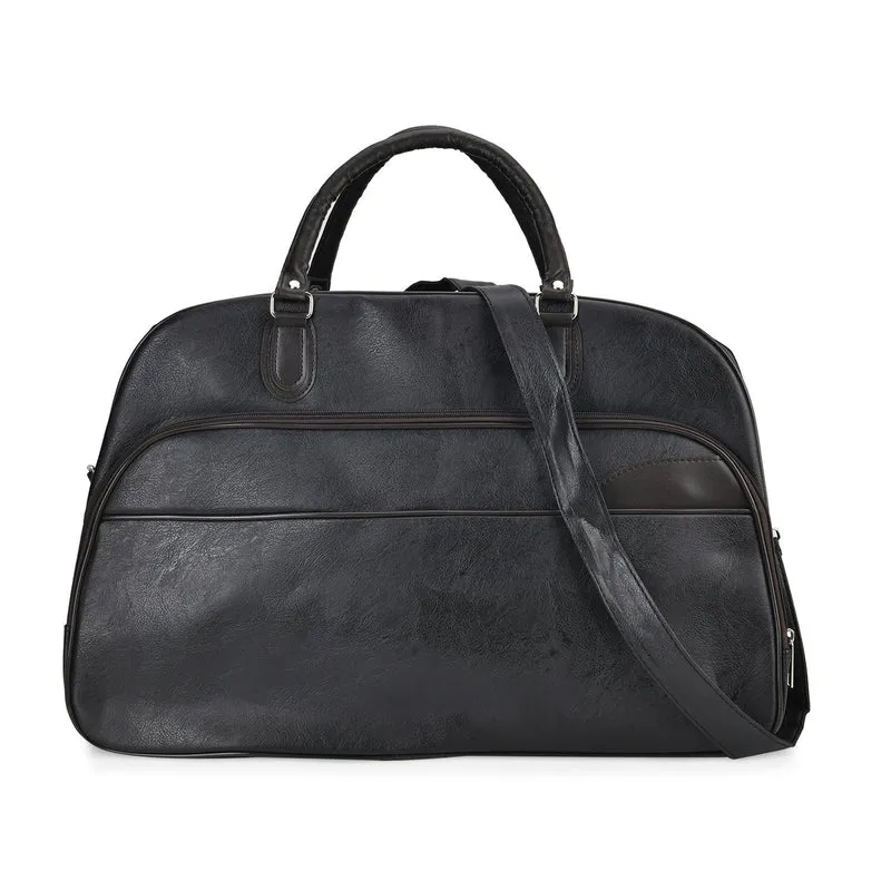 Stylische PU-Leder Reisetasche, Maße: 54x24x34 cm, Schwarz