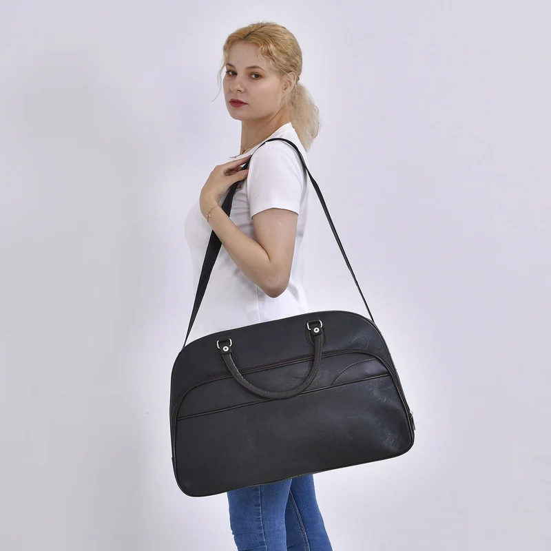 Stylische PU-Leder Reisetasche, Maße: 54x24x34 cm, Schwarz