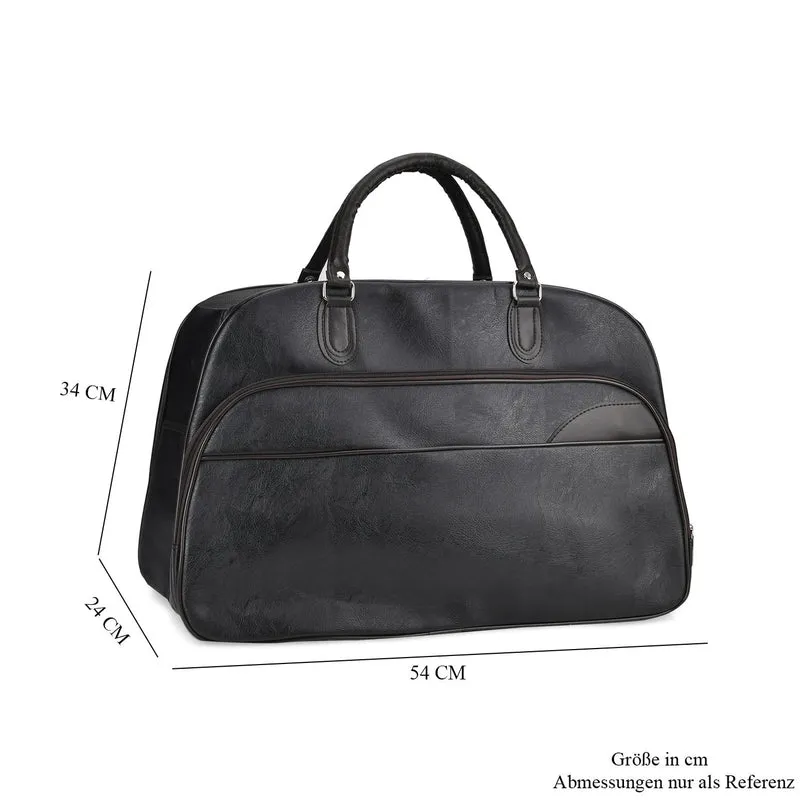 Stylische PU-Leder Reisetasche, Maße: 54x24x34 cm, Schwarz