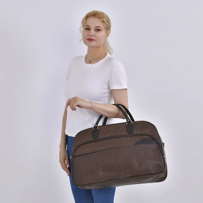 Stylische PU-Leder Reisetasche, Maße: 54x24x34 cm, Schwarz