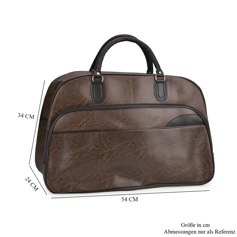 Stylische PU-Leder Reisetasche, Maße: 54x24x34 cm, Schwarz