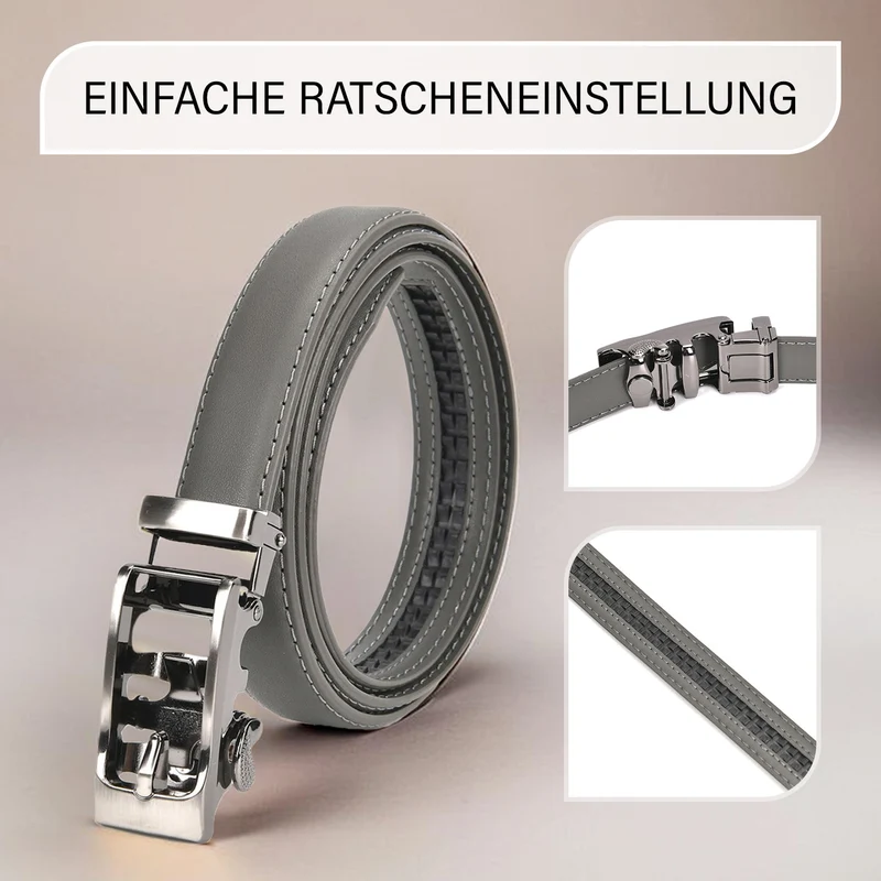 Automatik-Schnallen Ledergürtel - Klassisch Unisex, Rot