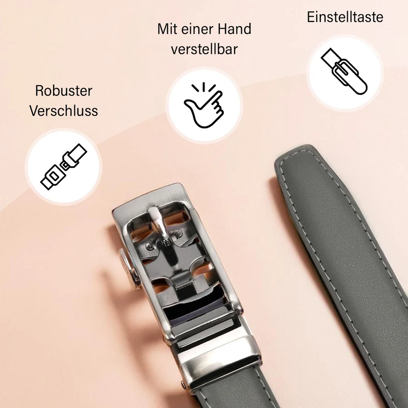 Automatik-Schnallen Ledergürtel - Klassisch Unisex, Rot