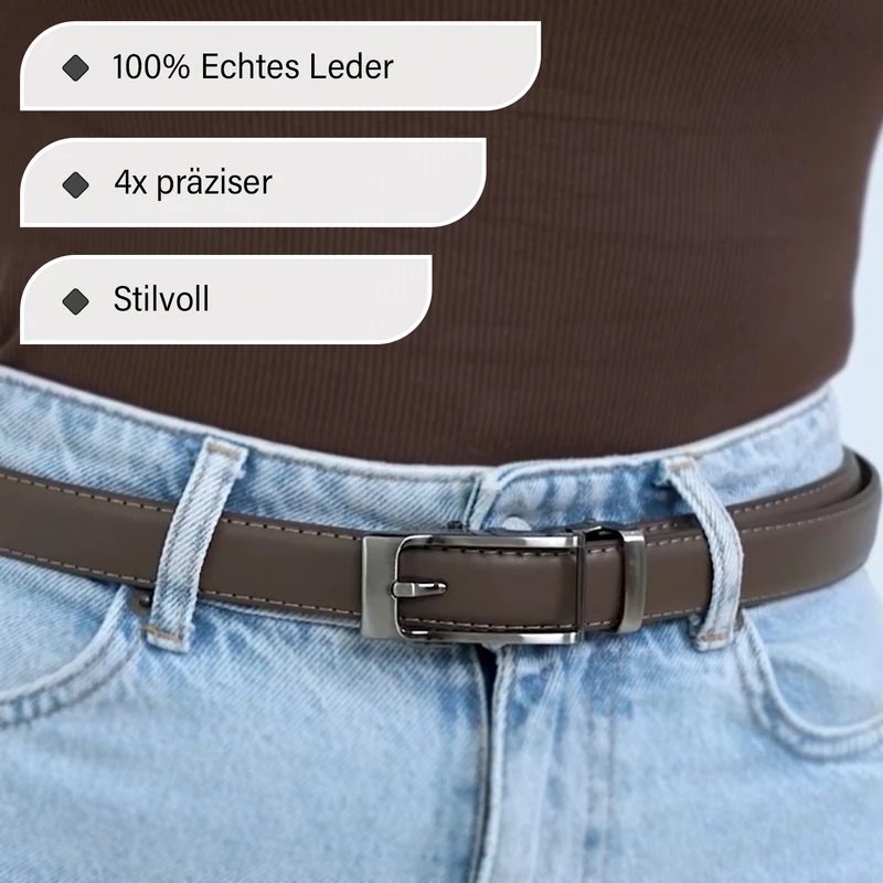 Automatik-Schnallen Ledergürtel - Klassisch Unisex, Rot