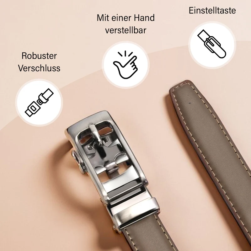 Automatik-Schnallen Ledergürtel - Klassisch Unisex, Rot