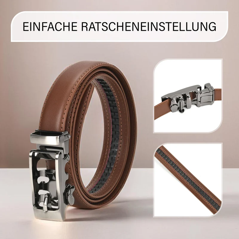 Automatik-Schnallen Ledergürtel - Klassisch Unisex, Rot